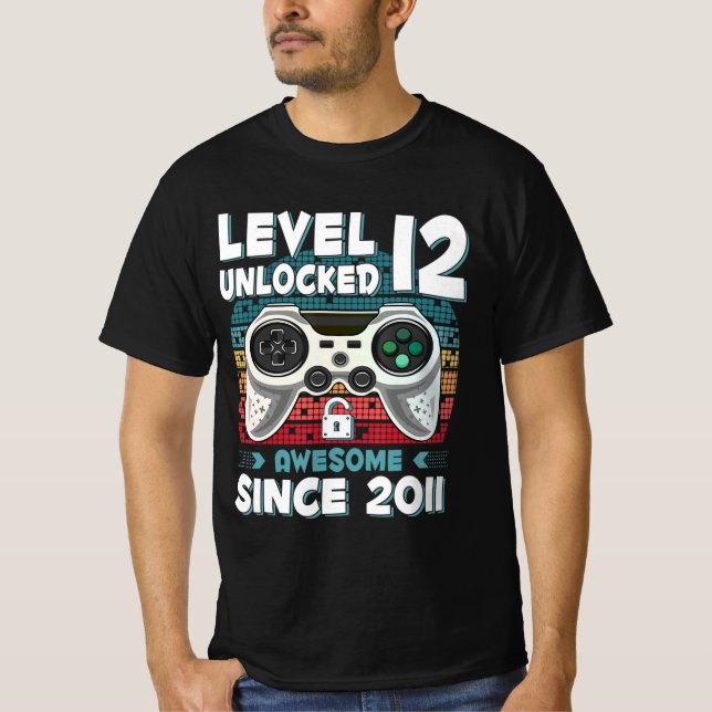 T-shirt 12ans Anniversaire Fils Garçon Jeu amusant 12e 12  (Devant)