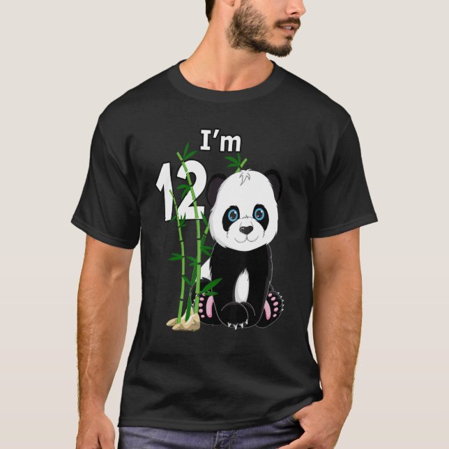 T-shirt 12e anniversaire 12 ans Vieux parti Animal Panda (Devant)