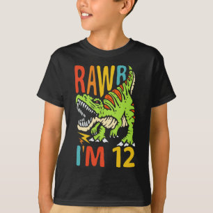 T-shirt 12e anniversaire Dinosaur T Rex Rawr J'ai 12 ans p