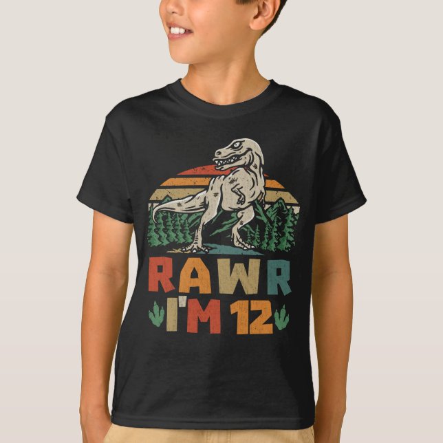 T-shirt 12e anniversaire Dinosaur T Rex Rawr J'ai 12 ans p (Devant)