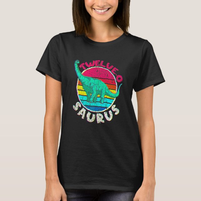 T-shirt 12e anniversaire Douze O Saurus Brachiosaurus Fami (Devant)