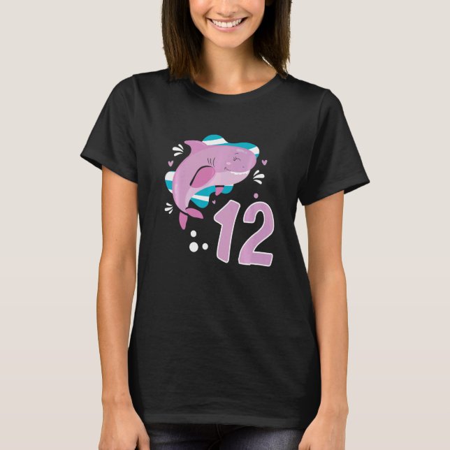 T-shirt 12e anniversaire filles requin 12 ans Vieux requin (Devant)