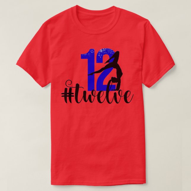 T-shirt 12e anniversaire Gymnastique Party Royal Blue 12 T (Design devant)