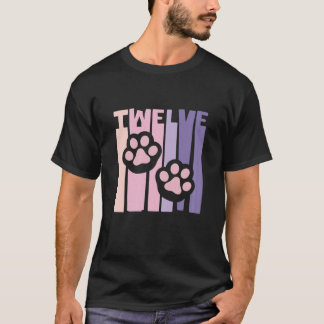 T-shirt 12E Anniversaire Paw Cute Dog Van 12 Ans Pour Gi