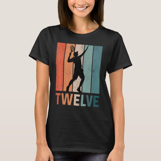 T-shirt 12e anniversaire Retro joueur de tennis 12 ans Twe (Devant)
