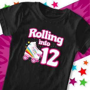 T-Shirt 12e anniversaire Roller Patinage 12 ans