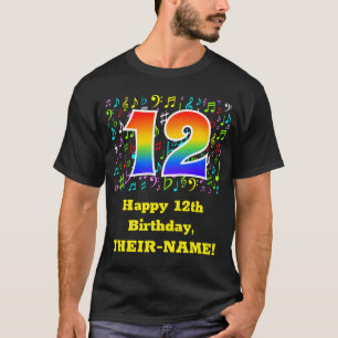 T-shirt 12e anniversaire : Symboles de musique colorée, A