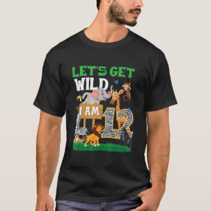 T-shirt 12e anniversaire Zoo animal 12 ans Anniversaire