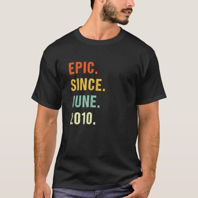 T-shirt 12ème Anniversaire Epic Depuis Juin 2010 12 Ans Re (Devant)