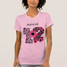 T-shirt 12ème Nom fait sur commande V025A4J2 de zèbre rose