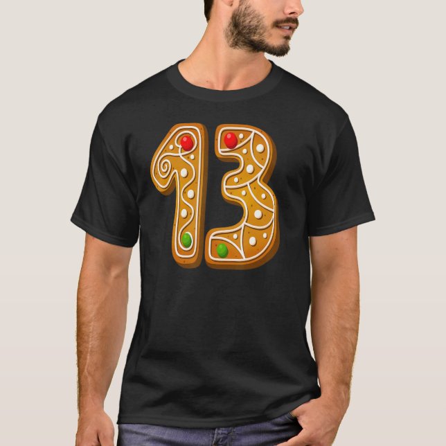 T-shirt 13 majuscule de Noël Cookie Alphabet Numéro (Devant)