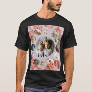 T-shirt 13 Photos collage Nom personnalisé rosy