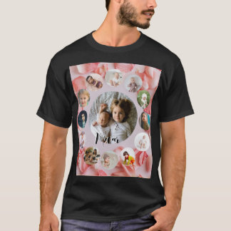 T-shirt 13 Photos collage Nom personnalisé rosy