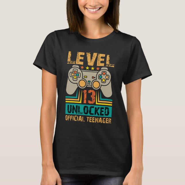 T-shirt 13e anniversaire Gift Boys Niveau 13 déverrouillé  (Devant)
