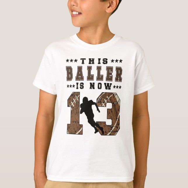 T-shirt 13e anniversaire Gift Football Joueur 13 ans Garço (Devant)