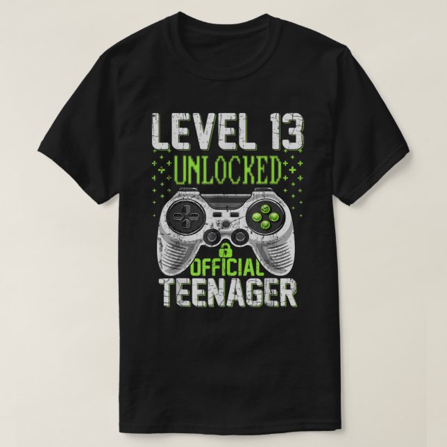 T-shirt 13e Anniversaire Niveau 13 Déverrouillé Gam Offici (Design devant)