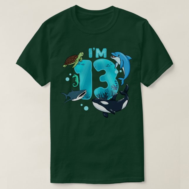 T-shirt 13e anniversaire sous la mer (Design devant)