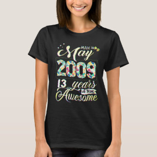 T-shirt 13ème Anniversaire Floral Pour Les Femmes Nées En 