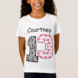 T-Shirt 13ème Zèbre d'anniversaire et nom fait sur