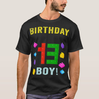 T-shirt 13th Birthday Thirteen 13 Years Old Block Building