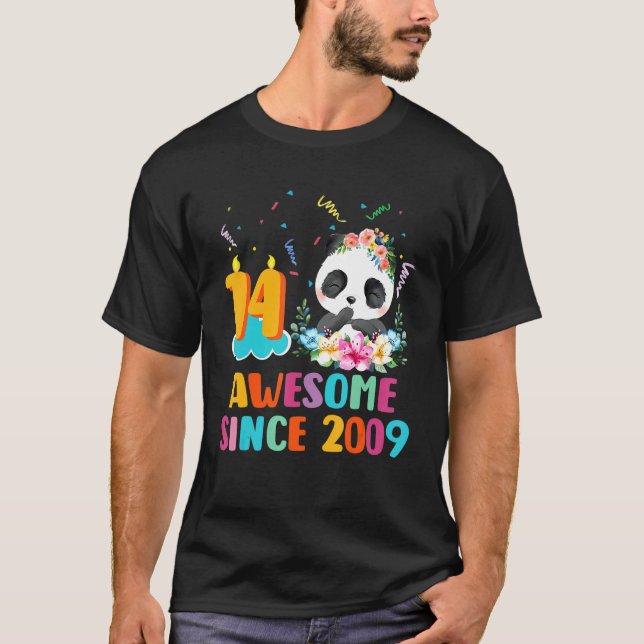 T-shirt 14 Ans Awesome depuis 2009 14e Anniversaire Panda (Devant)