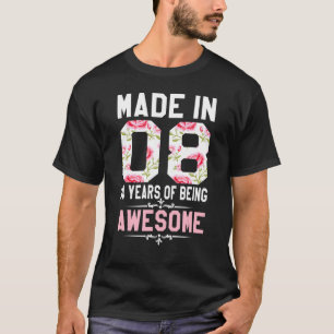T-shirt 14 Ans Fabriqué En 2008 14ème Anniversaire Pour Ad