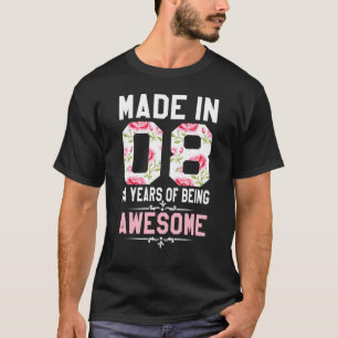 T-shirt 14 Ans Fabriqué En 2008 14ème Anniversaire Pour Ad