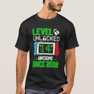 T-shirt 14 Ans Garçon Niveau 14 Déverrouillé Awesome 2008