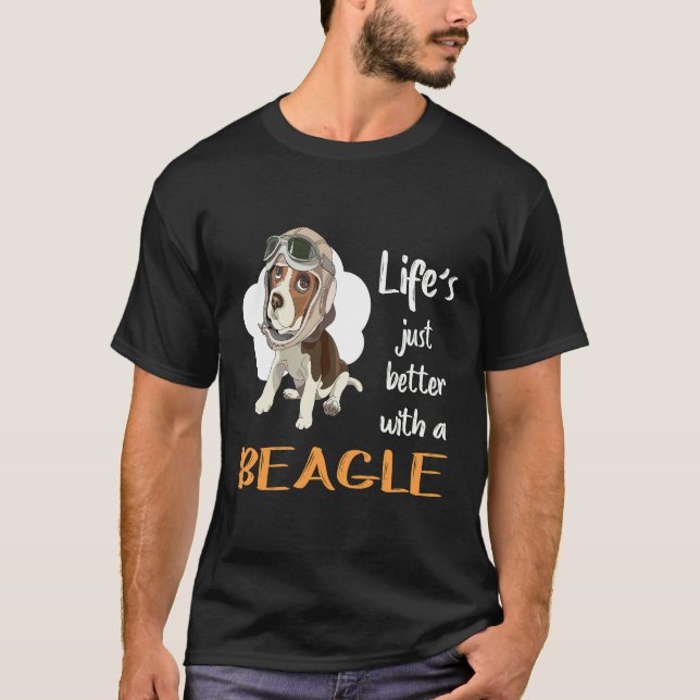 T-shirt 14 Vie Juste Mieux Avec Un Beagle (Devant)