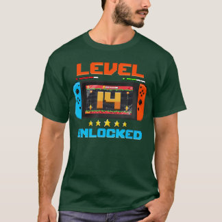 T-shirt 14 Year Old Level 14 Unlocked 14th Birthday Boy Vi