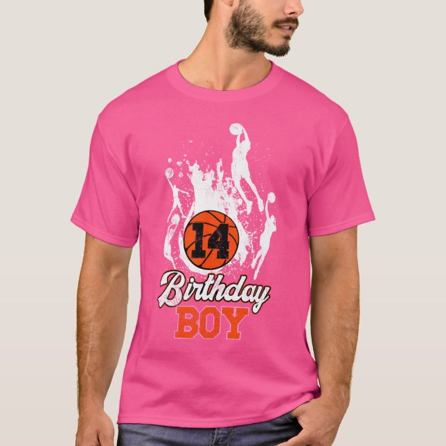 T-shirt 14E Anniversaire Basket Thème Anniversaire Garçon  (Devant)