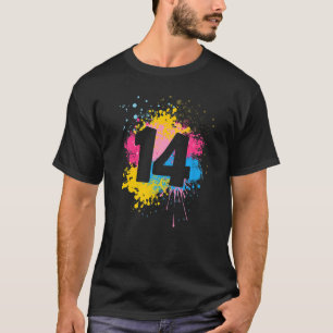 T-shirt 14e anniversaire Couleur Paint Splash fête d'anniv