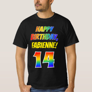 T-shirt 14e anniversaire — Gras, Amusant, Arc-en-ciel 14, 