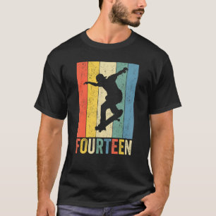 T-shirt 14e anniversaire Retro Skateboard Garçons Enfants