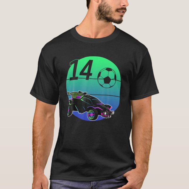 T-shirt 14E Anniversaire Retro Style Rocket RC Soccer Car  (Devant)