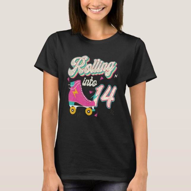 T-shirt 14e anniversaire Roller Skates rouler en 14 ans (Devant)