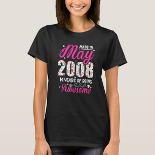 T-shirt 14e anniversaire stupéfiant depuis mai 2008 Floral