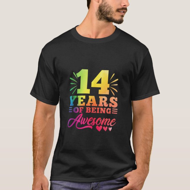 T-shirt 14e anniversaire Tie Dye 14 ans 14 ans fille année (Devant)
