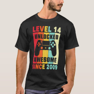 T-shirt 14ème Anniversaire Chemise 14 Ans Niveau 14 Déverr