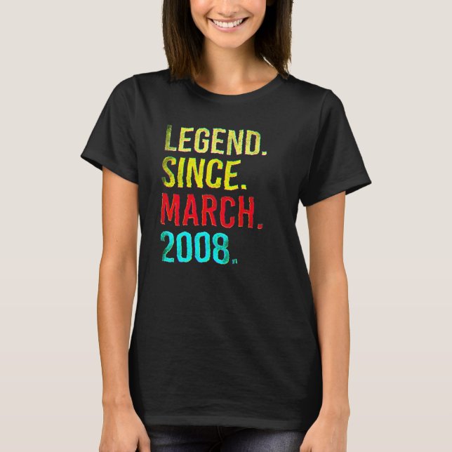 T-shirt 14th Birthday  14 Year Old Legend Since March 2008 (Devant)