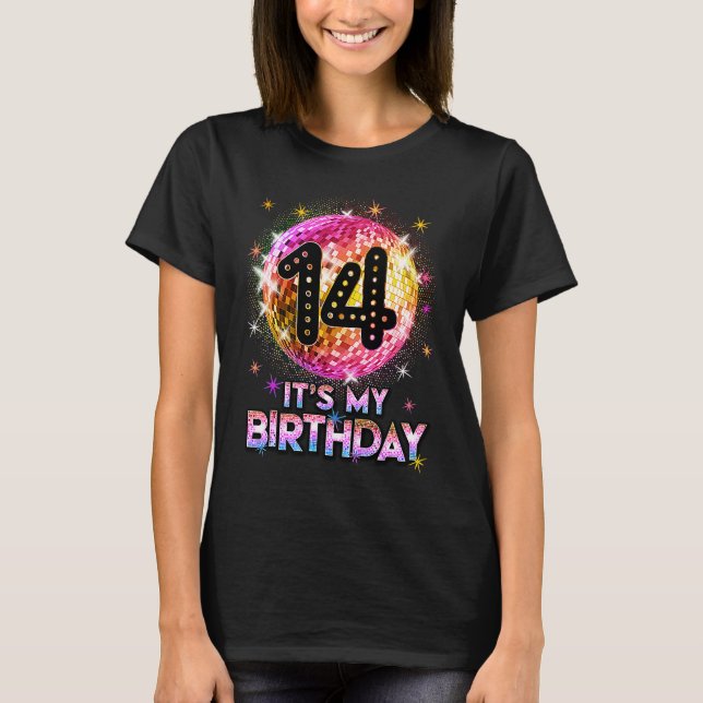 T-shirt 14th Birthday Outfit For Girls 1970s Retro Ball Di (Devant)