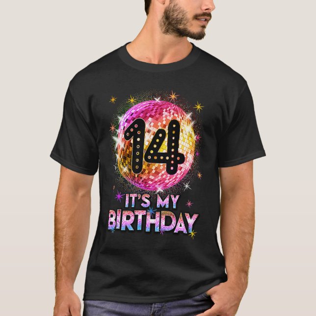 T-shirt 14th Birthday Outfit For Girls 1970s Retro Ball Di (Devant)