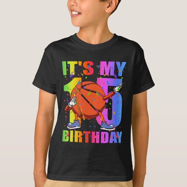 T-shirt 15 ans 15e Basketball Anniversaire Thème B (Devant)