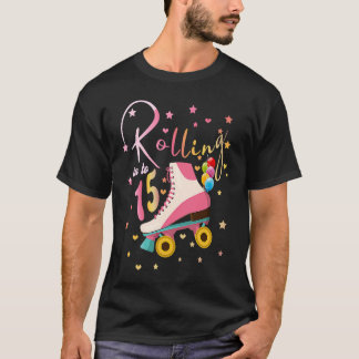 T-shirt 15 ans Anniversaire filles Roller patins 15e 80'