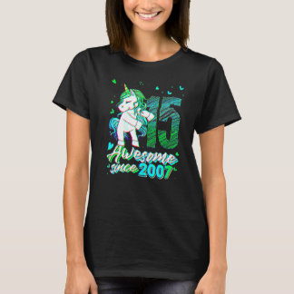 T-shirt 15 Years Old Unicorn Flossing 15th Birthday Unicor