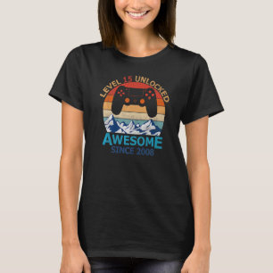 T-shirt 15e anniversaire garçon niveau 15 déverrouillé inc