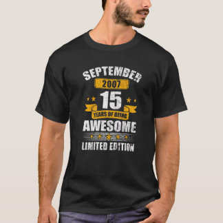 T-shirt 15e anniversaire Hommes Vintage septembre 2007 15