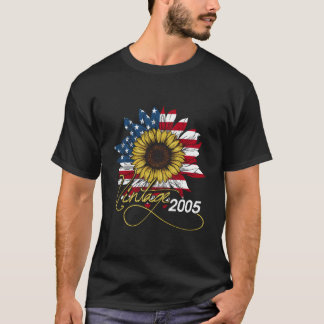 T-shirt 15e Né En 2005 Drapeau Américain