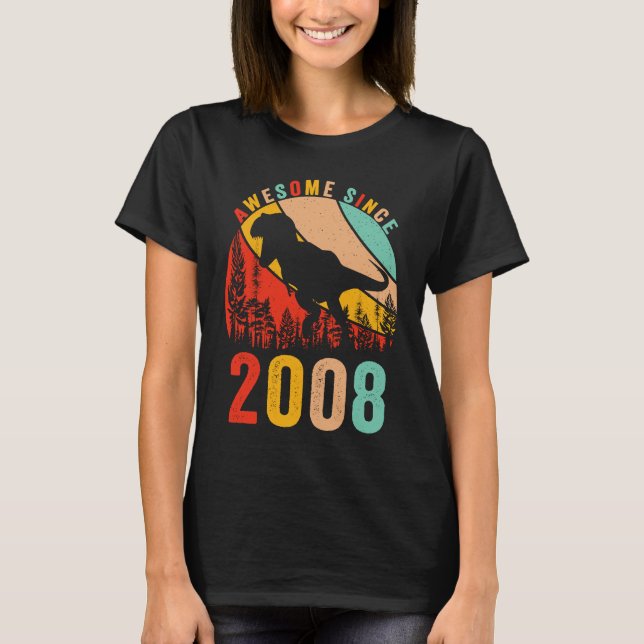 T-shirt 15th Bday Dinosaur T Rex Boys Retro Awesome Since  (Devant)