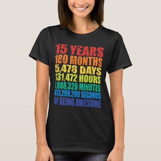 T-shirt 15th Birthday, Boys &amp; Girls, Cool 15 Years Of  (Devant)
